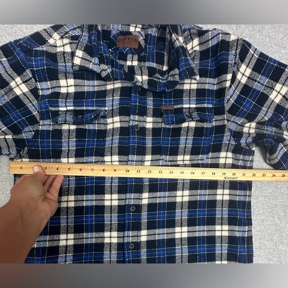 Orvis Shacket Mens Large Plaid Flannel Double Brushed Pockets Heavyweight - Picture 7 of 11